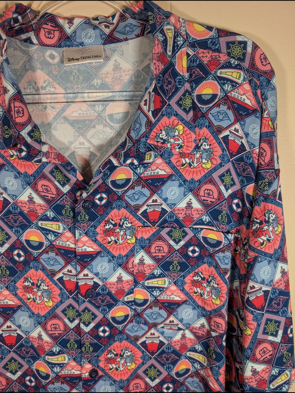 Disney Cruise Line Mickey & Minnie Button Up Shirt Nautical Vacation Men’s XXL